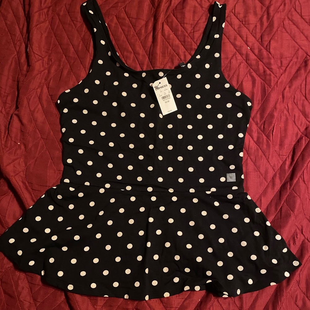 Express Polka Dot Peplum Tank Top Size M